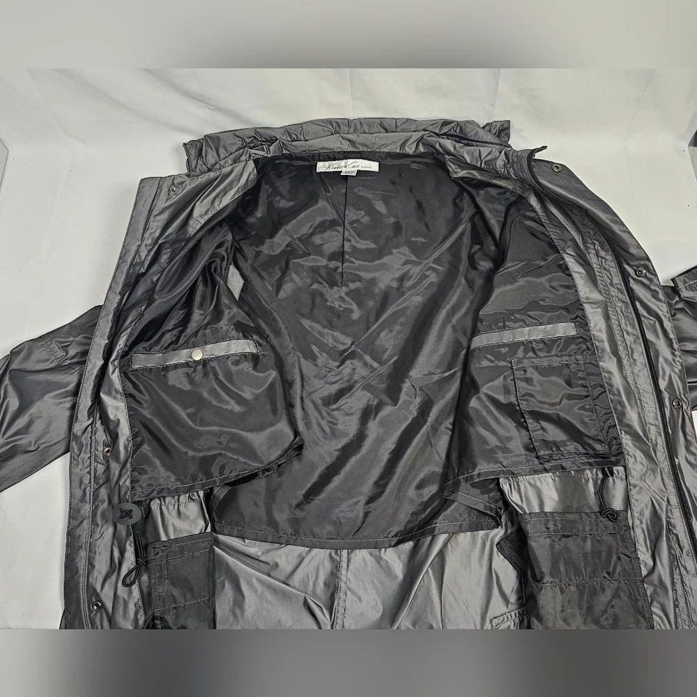 Kenneth Cole hooded lightweight parka jacket in dark silver. Men's Sm. EUC - Picture 6 of 13